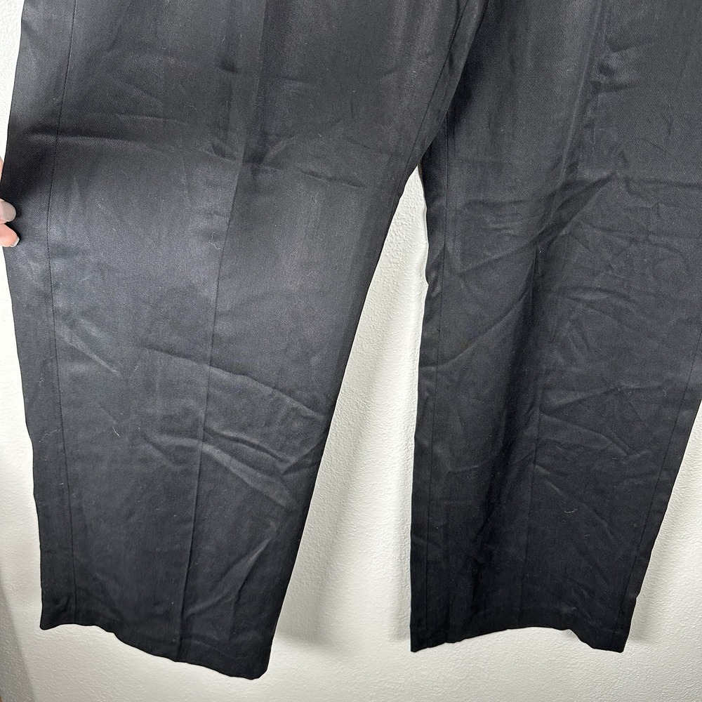 J Crew Wide Leg Pleated Twill Trousers Pants Womens Size 12 Black Tencel Lyocell - Picture 3 of 8